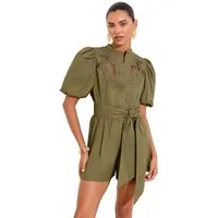 LIPSY Playsuit Lipsy Overall Puffärmel, Gürtel und Knopfleiste (1-tlg)