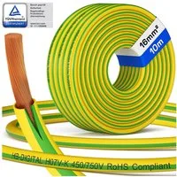 HB-DIGITAL 5m - 500m Erdungskabel H07V-K 1x16mm² Grün/Gelb Solarkabel, (1000 cm), PVC-Isoliermantel