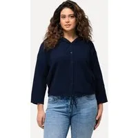Ulla Popken Druckbluse Bluse Musselin Kapuze Oversized 3/4-Arm