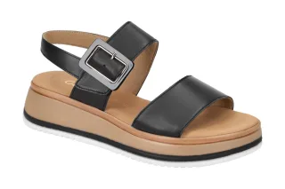 Gabor 82.744 Damen Sandalette Schwarz Echtleder Keilabsatz Klettverschluss