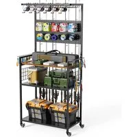 ibettertec Standregal Angelruten-Ständer mit Hängeplatte rollbares Regal Ruten Angelzubehör