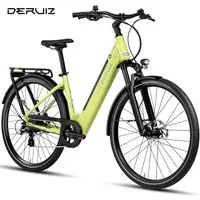 DERUIZ E-Bike Cityrad 28 Zoll, Quartz M/2.0/SUV, 120-160km, Drehmomentsensor, Bluetooth+APP, 8 Gang SHIMANO Altus RD-M310 Schaltwerk, Kettenschaltung, Heckmotor, 644 Wh, (5 Stufen, Aluminium-Schutzbleche), Quartz 2.0, nur 20kg, Lockout-Federgabel, El