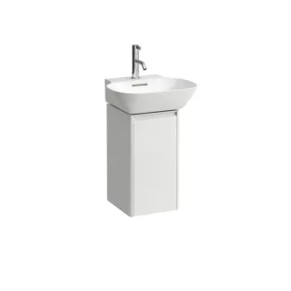 LAUFEN BASE für INO Waschtischunterschrank H4030111102601 29,5x51,5cm, Tür, Scharnier links, Griff Aluminium eloxiert, weiß matt