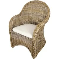 Kobolo Rattanstuhl BOSTON NEW Sessel aus Rattan grau (kubu grey)