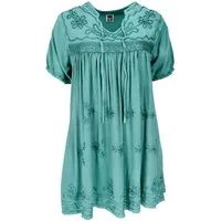 Guru-Shop Longbluse Bestickte indische Boho Bluse, sommerliche.. alternative Bekleidung