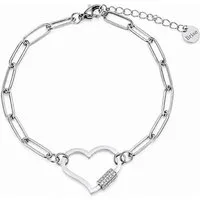 Brise Schmuck Armband Edelstahl Armband Damen Herz – Verstellbares Gliederarmband Silber, Verstellbar, 100 % Edelstahl, Herz-Anhänger, Strass-Detail, Rostfrei