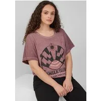 QS Kurzarmshirt T-Shirt Gewaschenes T-Shirt mit Frontprint