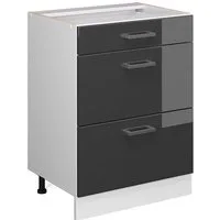 Vicco Unterschrank R-Line Anthrazit Hochglanz/Weiß 60 mit Schubladen ohne Arbeitsplatte (1-St)