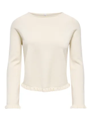 ONLY - ONLCINDEREL LS LOOS FRILL O-NECK CC KNT Birch - Gr. - XL