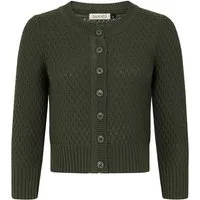 Banned Strickjacke Fara Cardigan Oliv Vintage Wabenmuster Baumwolle