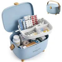 relaxdays Erste-Hilfe-Koffer Medizinbox aus Kunststoff, blau