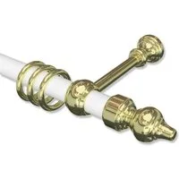 INTERDECO Gardinenstange Classic Rondo, Ø 28 mm, 1-läufig, Wandmontage, Deckenmontage, Weiß / Messing-farbig