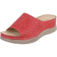 Ital-Design Damen Pantolette mit Lochmuster und Komfortsohle Plateausandaletten (91849113) Keilabsatz/Wedge Keilsandaletten in Rot