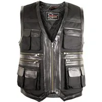 MDM Motorradweste Herren Biker Textilweste Tactical Motorradweste Schwarz Tactical Weste, winddicht, wasserabweisend, viele Taschen