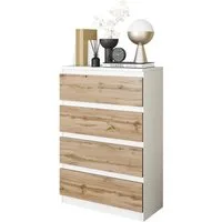 Furnica Kommode Weiß Kommode 60 cm Matt mit 4 Schubladen - Wohn - und Schlafzimmer