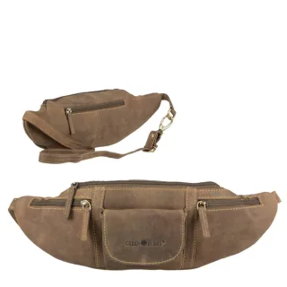 Bauchtasche viele Reißverschlussfächer 37x11cm Leder antikbrau | Greenburry Vintage 1743-25