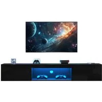 Merax Lowboard hängend mit Türen und offenes Fach, Fernsehtisch hochglanz,TV-Schrank mit LED,TV-Ständer,APP,B:160cm