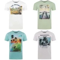 riverso T-Shirt Herren Printshirt RIVLukas 4er Pack Regular Fit (Vorteilspack, 4-tlg) Kurzarm Tee Shirt mit Rundhalsausschnitt aus 100% Baumwolle