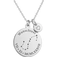 BS Schmuckdesign Kette mit Anhänger mit Gravur Personalisierte Halskette Damen Sternbild Gravur Römische Zahlen (inkl. Gravur), vollständig personalisierbar inkl. Geschenkbox
