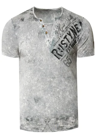 V-Neck T-Shirt Verwaschen mit Seitlichem Logo Print