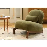 LVHOM Loungesessel runder Relaxsessel,ohne Armlehnen, weich gepolstert, Massivholzrahmen (Samtstoff,einzigartiges Design mit Lendenkissen,ergonomisches Design, rutschfeste Füße, niedriger Schwerpunkt, belastbar bis 150kg), für Schlaf-, Wohn-, Arbeits