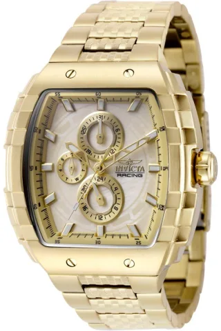 Invicta S1 Rally 50242 Herrenuhr - Quarzwerk - Edelstahl mit goldenem Zifferblatt - 47 mm