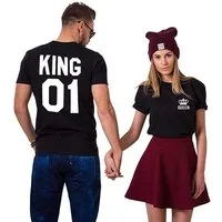 Couples Shop T-Shirt King & Queen Paar T-Shirt mit modischem Brust- und Rückenprint