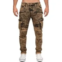 Cipo & Baxx Bikerjeans Herren Straight Fit Hose Stonewashed BA-CD780 Used-Waschung im Marmor-Look