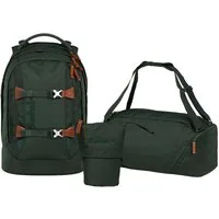 Satch Schulranzen Schulrucksack-Set PACK Nordic Forest Green 3-teilig (3-teilig), ergonomisch, Your-Size-System: auf Körpergröße anpassbar