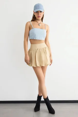 Quadratisches Halsausschnitt Denim-Spaghetti-Top
