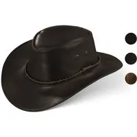 BLACK FOREST FOX Cowboyhut Western Cowboy Rindsleder Hut Herren JERO in 3 Farben Braun Größe XXL