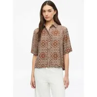 s.Oliver Kurzarmbluse Bluse Strukturierte Viskosemix-Bluse im Boxy Fit