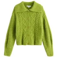 Next Strickjacke Zopfstrickjacke mit Wollanteil und Kragen (1-tlg)