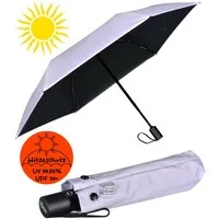 iX-brella Taschenregenschirm Sonnen-Regenschirm mit UPF 50+, UV-Hitze-Schutz, für Damen, mit Auf-Zu-Automatik, innen schwarz