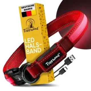 Tierhood Leuchtehalsband LED Halsband rot S