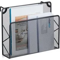relaxdays Zeitungsständer Zeitschriftenhalter Wand, schwarz