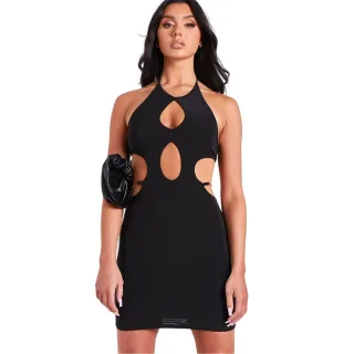 Missy Empire - Minikleid für Damen, Neckholder (Schwarz)