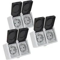 ETT Marketing GmbH Aufputz-Steckdose 3x TAFF IP44 Feuchtraum Doppelsteckdose horizontal Steckdose 2-fach