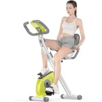 Gywowken Heimtrainer Fahrrad Klappbar für Zuhause, 4-in-1 faltbarer Heimtrainer (LCD-Display, Handpulssensoren, Integrierte Transporträder), mit 8 Stufen verstellbarem Magnetwiderstand, klappbarer Heimtrainer
