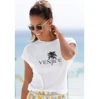 Venice Beach Rundhalsshirt mit Frontdruck, T-shirt aus Baumwolle, Kurzarmshirt, Basic