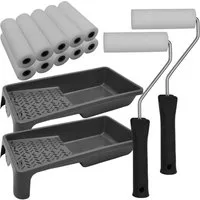 NYVI Malerset Lackierset DIY Essential - Lackier Farbroller Set zum Streichen, (Set, 1-tlg., Farbwanne, Farbroller Bügel, Lackierwalze), 14tlg. Lackier Set Malerset - Farbrollen Bügel Farbwanne Lackierrollen