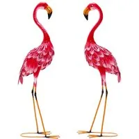 COSTWAY Gartenfigur, 2er-Set, Flamingo-Gartenstatuen
