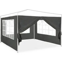 relaxdays Pavillonseitenteil Pavillon Seitenwand 4er-Set - Grau, 300x200 cm