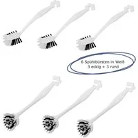 SHD Reinigungsbürste Spülbürsten Set Schwarz, 3 x runder & 3 x rechteckiger Bürstenkopf, (Spar-Set, 6-tlg)