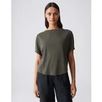 OPUS Kurzarmshirt Setama mit Rippstruktur Boxy Shirt Der abgerundete Saum wirkt modern und unkompliziert