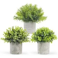 Künstliche Zimmerpflanze Mini Kunstpflanzen im Topf – Künstliche Zimmerpflanzen Deko, ElitVita, Höhe 25 cm, ElitVita Kunstpflanzen 3er Set mit Topf – Mini Deko Pflanzen