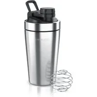 Arendo Protein Shaker Edelstahl Eiweißshaker 500 ml, verschließbar, bruchfest, BPA-frei, Edelstahl, auslaufsicher, spülmaschinengeeignet, mit Tragegriff und Mixball