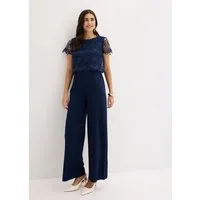 bonprix Jumpsuit mit kurzem Arm, figurumspielende Passform, weites Bein
