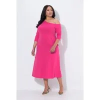 Ulla Popken Maxikleid Maxikleid links schulterfrei A-Linie 3/4-Arm