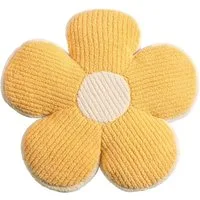 Magma Heimtex Dekokissen BONNY, Ø 43 cm, Gelb, Beige, Polyester, Blume, Cordsamt-Optik, waschbar